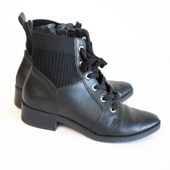 Dolce Vita Black Heeled Lace-Up Combat Boots - Picture 6 of 10